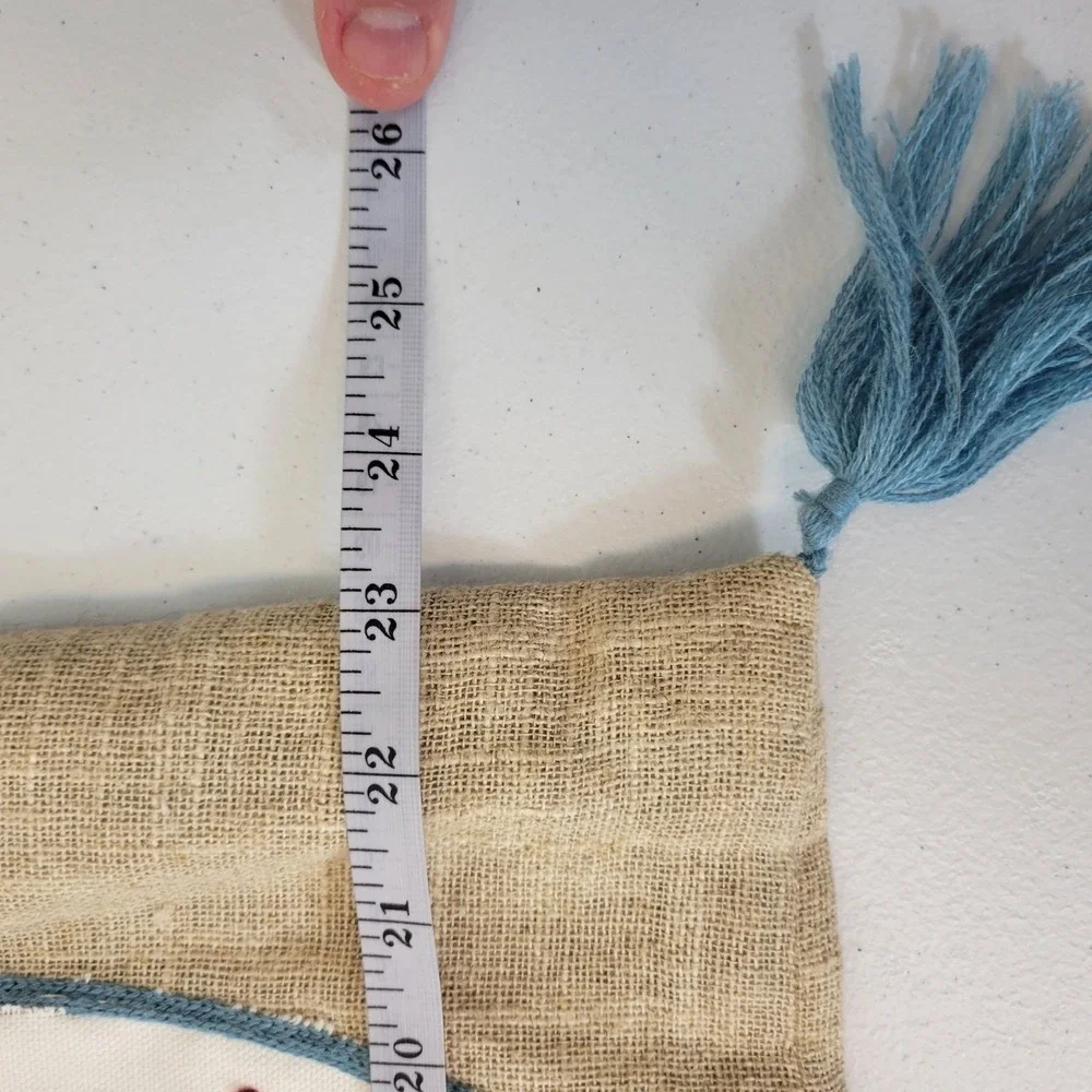 Rectangular Boho Multicolor Mosaic Beige Burlap Blue Tasseled‎ Pillow Sham Cover